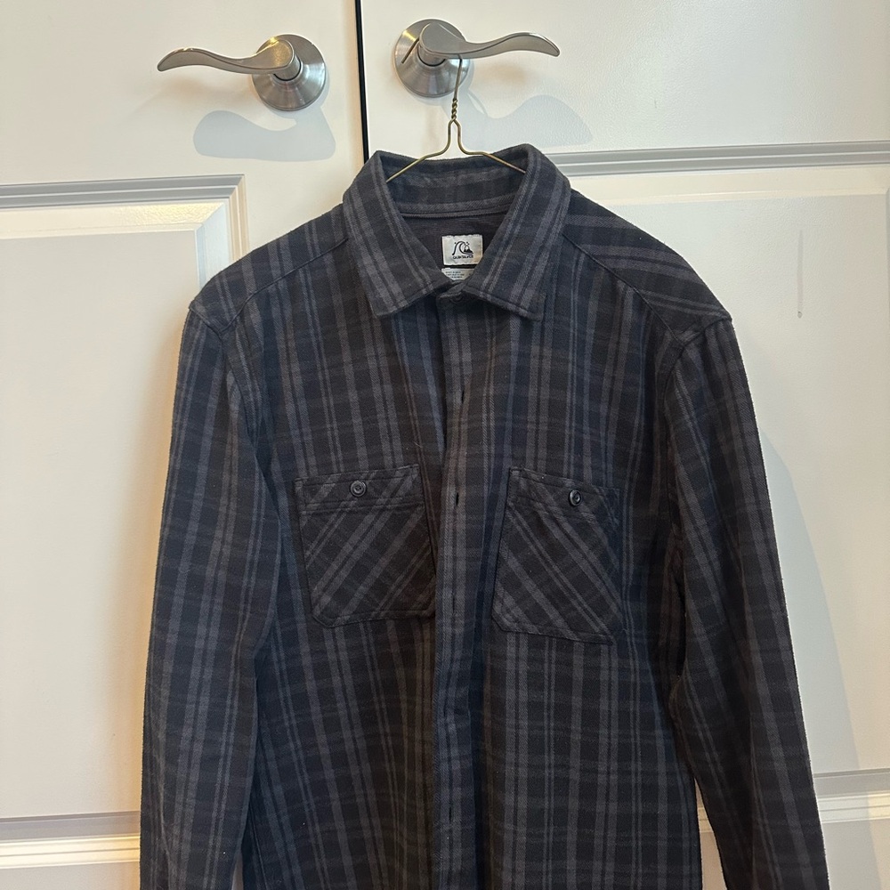 Quiksilver Black Plaid Shirt Jacket